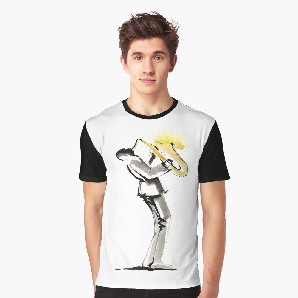 Musician Saxophonist Drawing Series Graphic T-Shirt