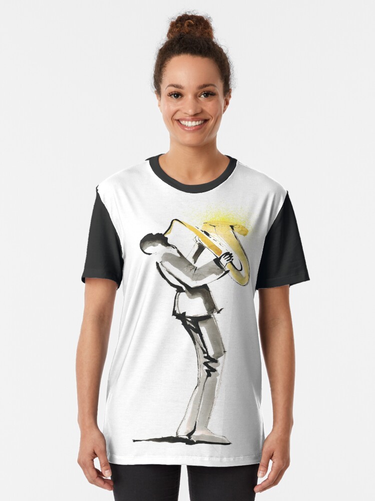 Alternate view of Musician Saxophonist Drawing Series Graphic T-Shirt