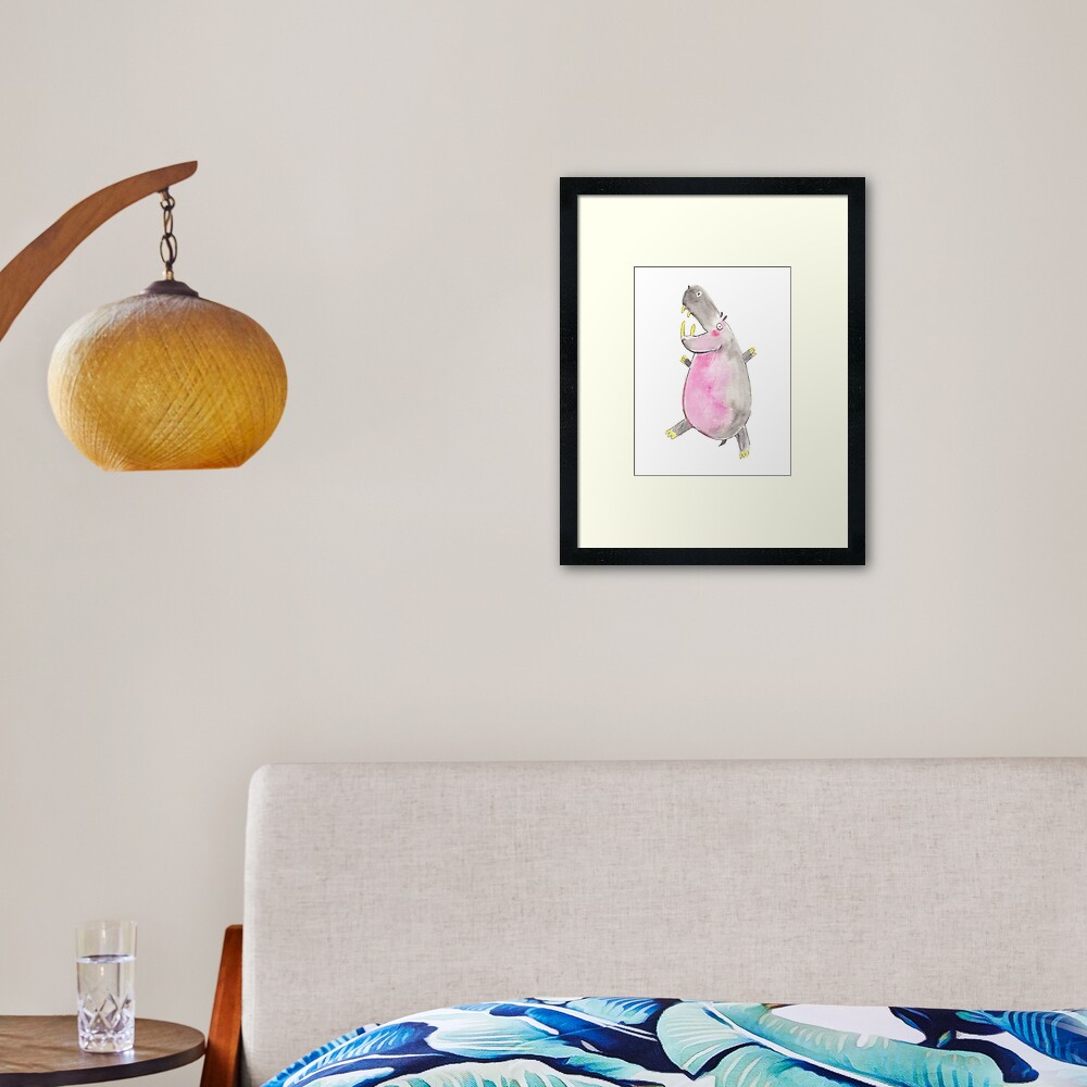 Happy Hippo Framed Art Print