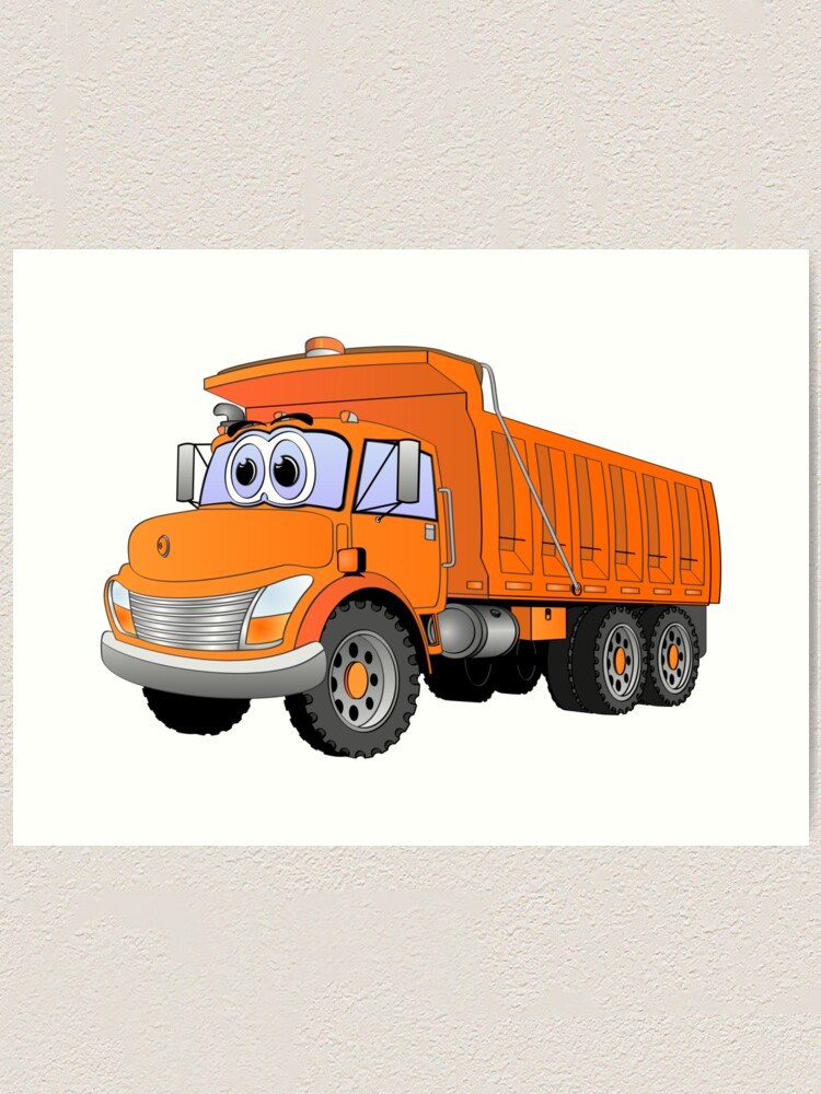 Dessin Animé De Camion à Benne Basculante Orange Impression Artistique