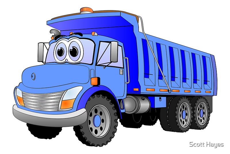 \u0026quot;Blue Dump Truck 3 Axle Cartoon\u0026quot; Posters by Graphxpro  Redbubble