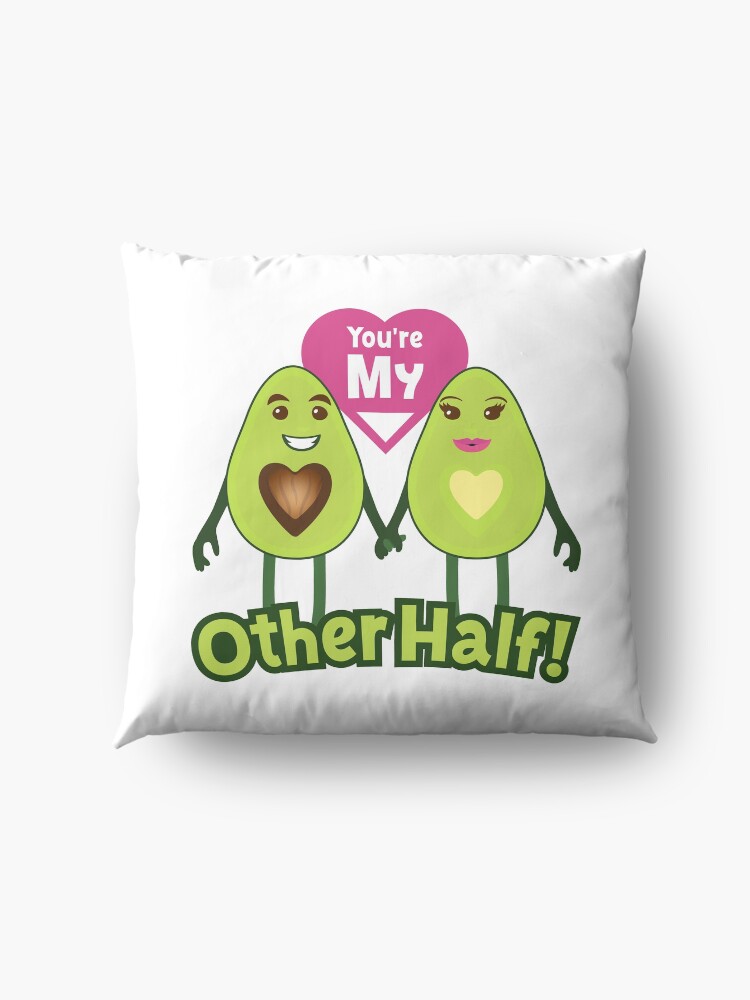 Alternate view of You're My Other Half Emoji Lovely Avocado saying Floor Pillow