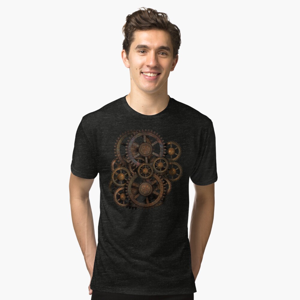 Infernal Vintage Steampunk Gears on your Gear Tri-blend T-Shirt
