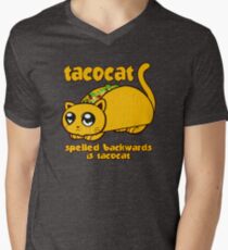 Lustig - Tacocat rückwärts geschrieben (Vintage-Look) T-Shirt mit V-Ausschnitt für Männer