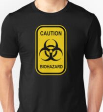 Caution Biohazard Sign - Yellow & Black - Rectangular Unisex T-Shirt