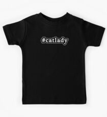 Cat Lady - Hashtag - Black & White Kids Tee