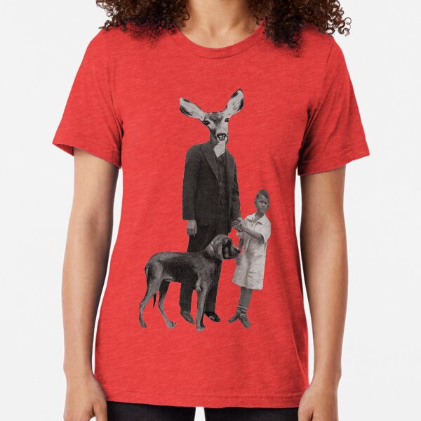 deer man with dog and boy Tri-blend T-Shirt