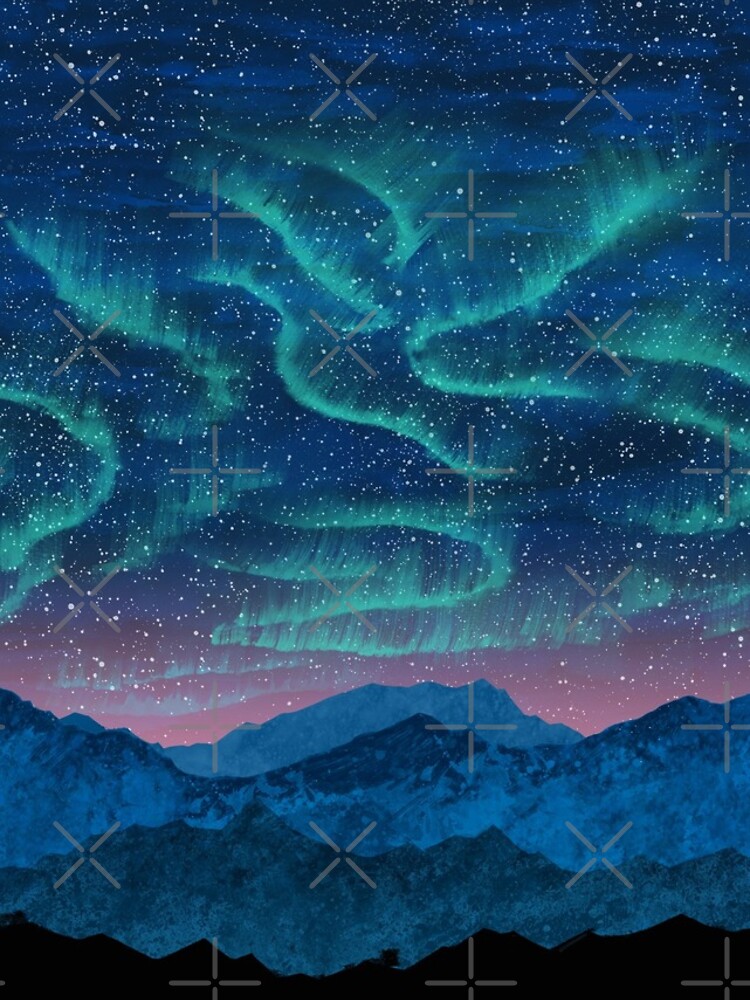 Aurora borealis over mountains by Nozzas