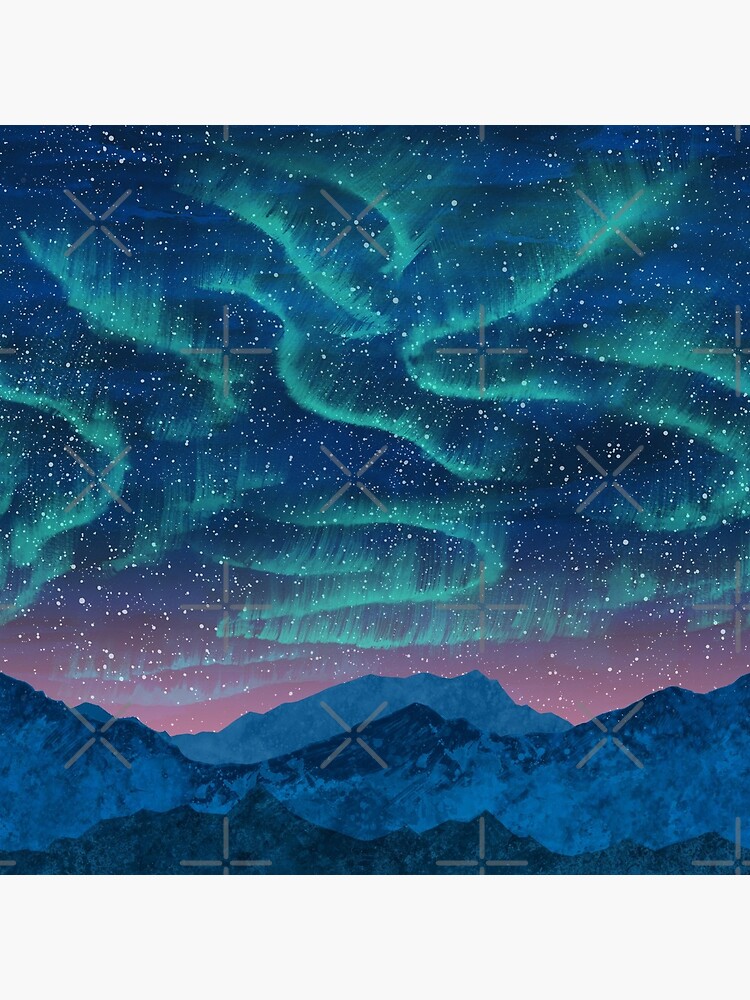 Aurora borealis over mountains by Nozzas