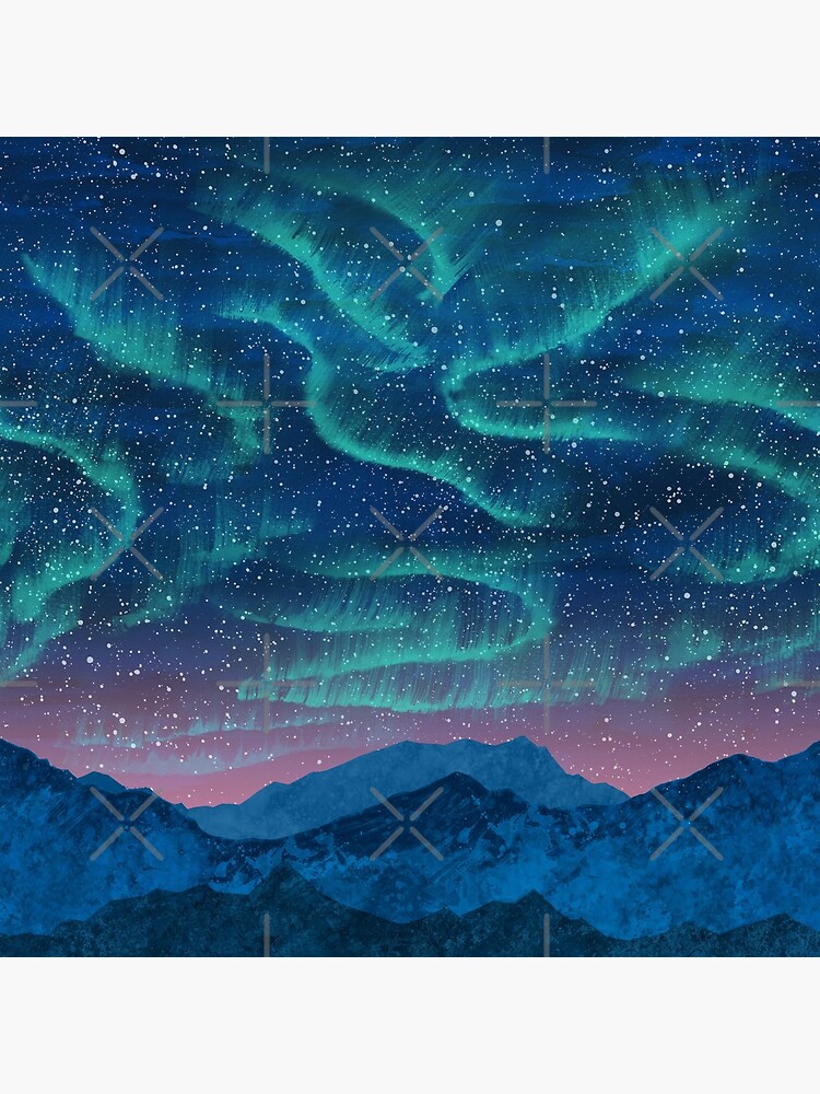 Aurora borealis over mountains by Nozzas