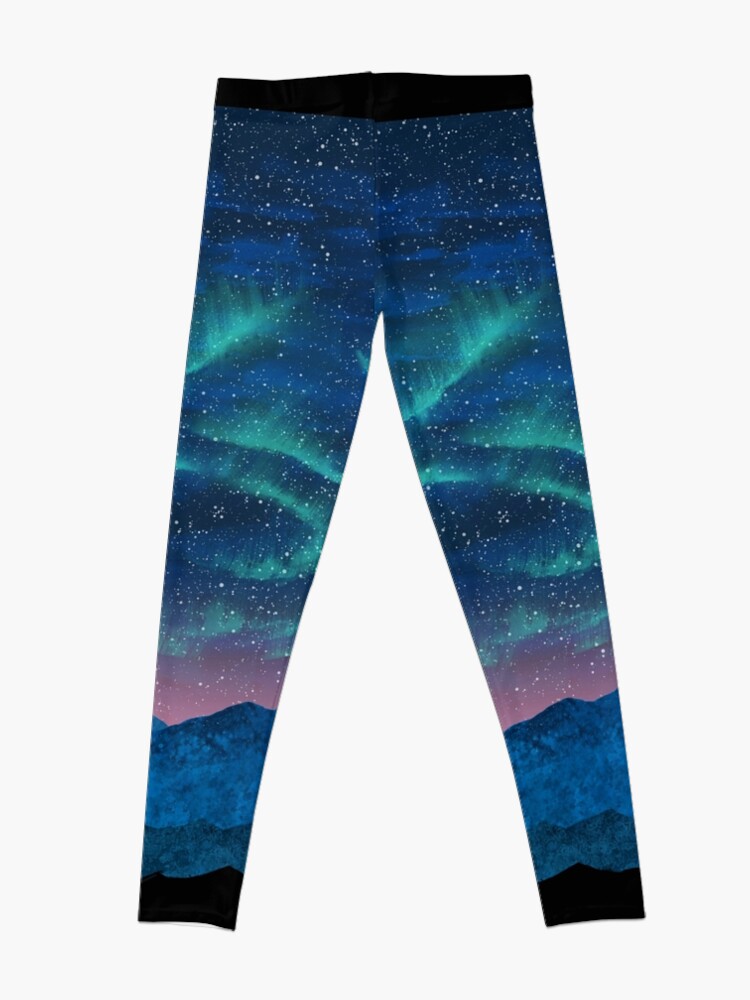 Alternate view of Aurora borealis over mountains Leggings