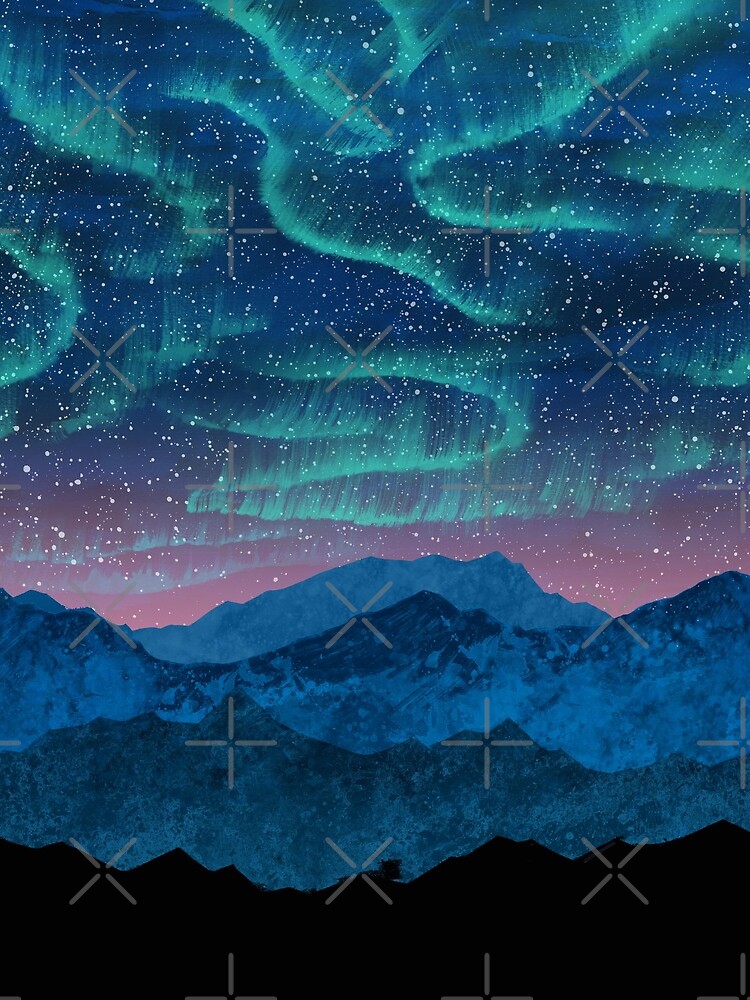 Aurora borealis over mountains by Nozzas