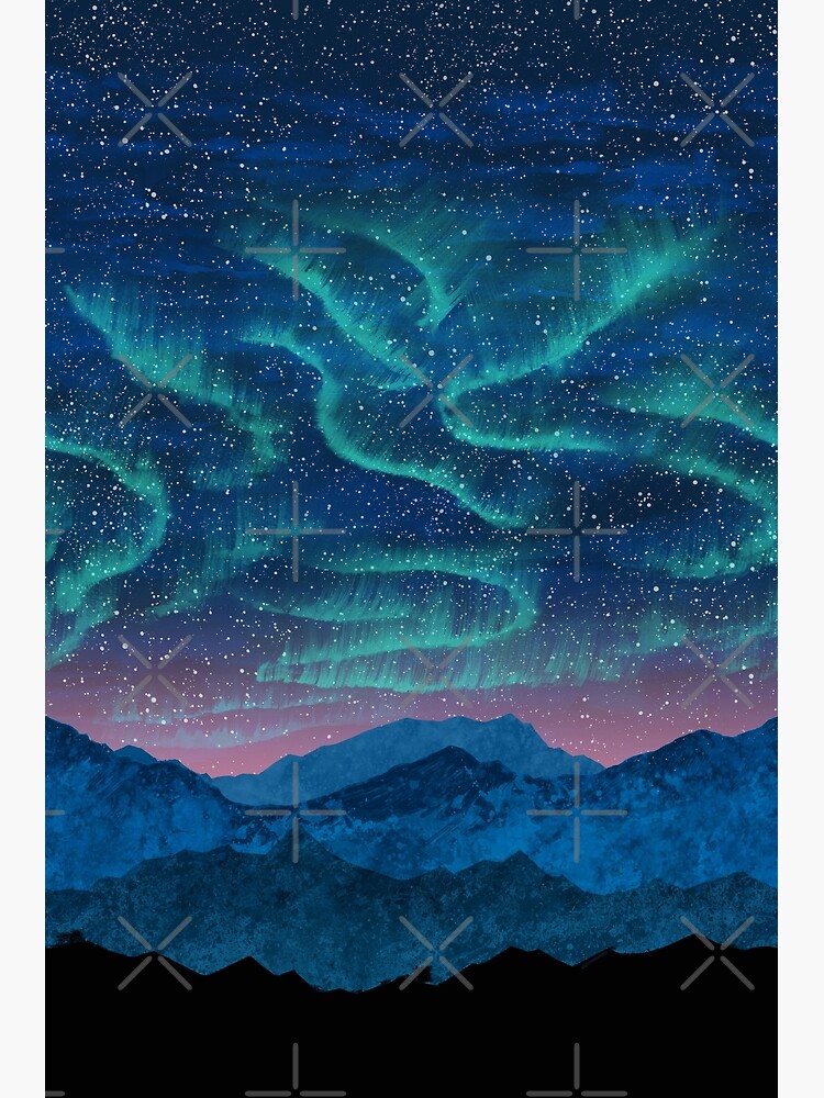Aurora borealis over mountains by Nozzas