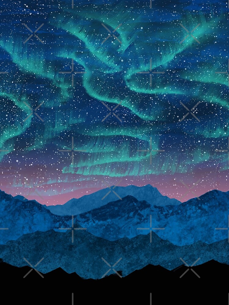 Aurora borealis over mountains by Nozzas