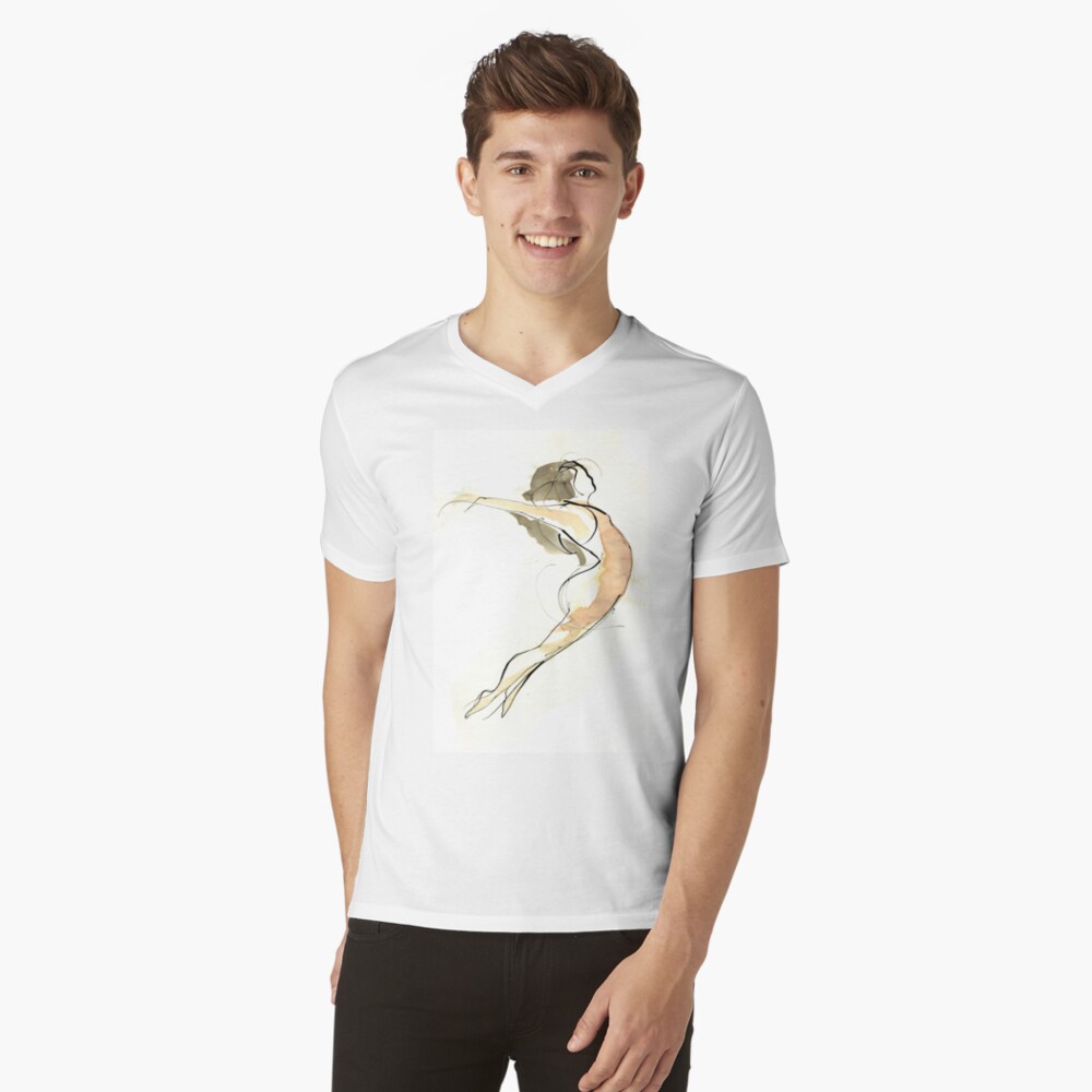 Original Dance Jump Drawing V-Neck T-Shirt