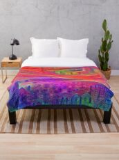 DeepDream Tomato Steelblue Throw Blanket