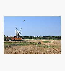 Cley Windmill with royal wedding bunting Photographic Print