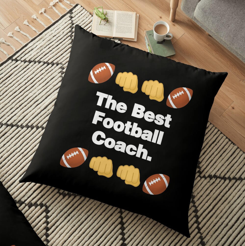 The Best Football Coach Emoji American Football Saying Floor Pillow