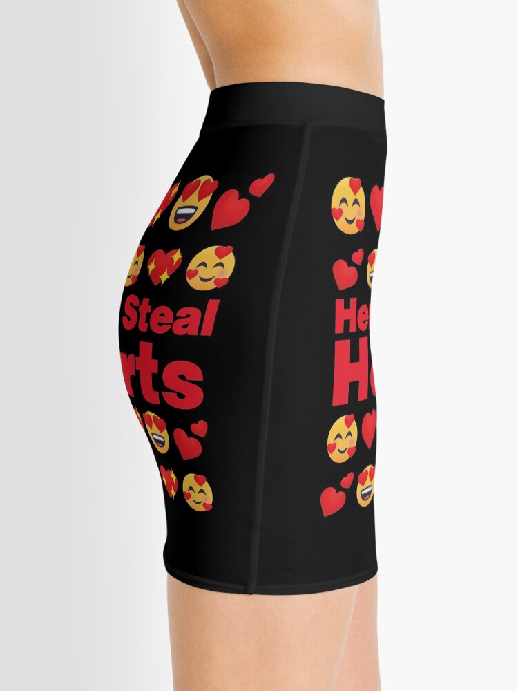 Alternate view of Here to Steal Hearts Emoji Lovely Valentines saying Mini Skirt