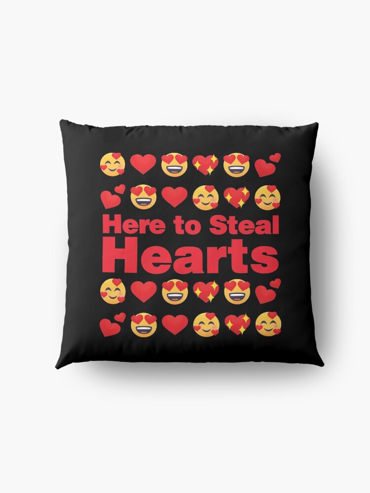 Alternate view of Here to Steal Hearts Emoji Lovely Valentines saying Floor Pillow