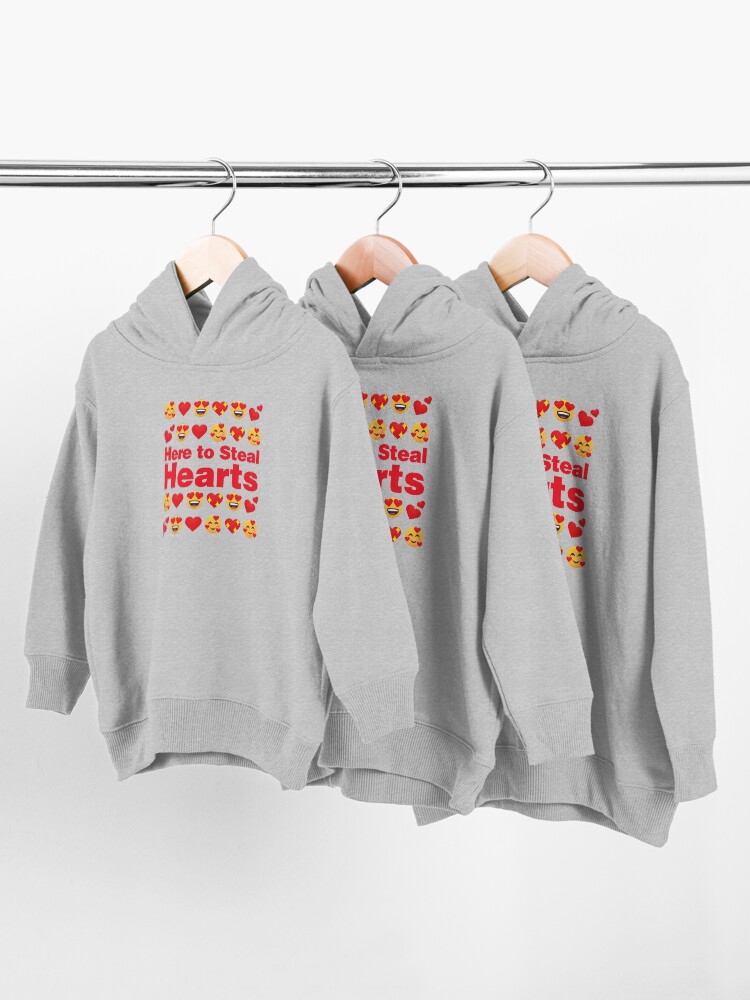 Alternate view of Here to Steal Hearts Emoji Lovely Valentines saying Toddler Pullover Hoodie
