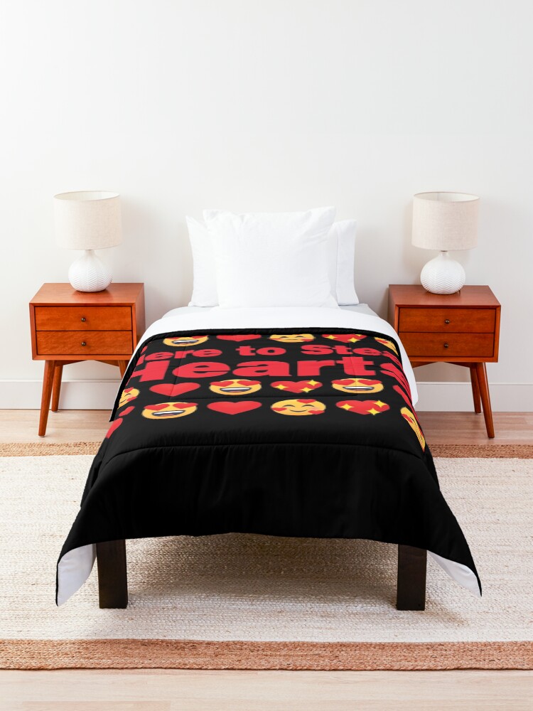 Alternate view of Here to Steal Hearts Emoji Lovely Valentines saying Comforter