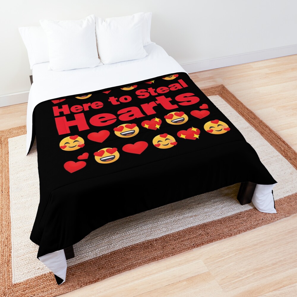 Here to Steal Hearts Emoji Lovely Valentines saying Comforter