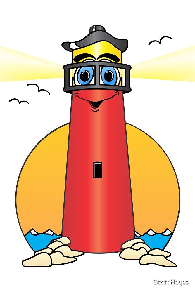 "Lighthouse Cartoon Red" by Graphxpro | Redbubble