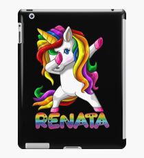 Renata Name Rainbow Text - Renata Dabbing Unicorn Gift For Renata iPad Case/Skin