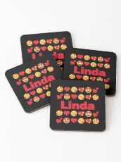 Linda Emoji My Love for Valentines day Coasters