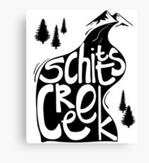 Schitt's Creek hand lettering in Creek flowing from Mountains Canvas Print