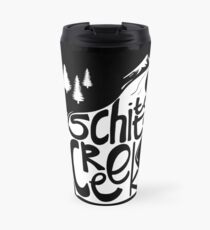 Schitt's Creek hand lettering in Creek flowing from Mountains Travel Mug