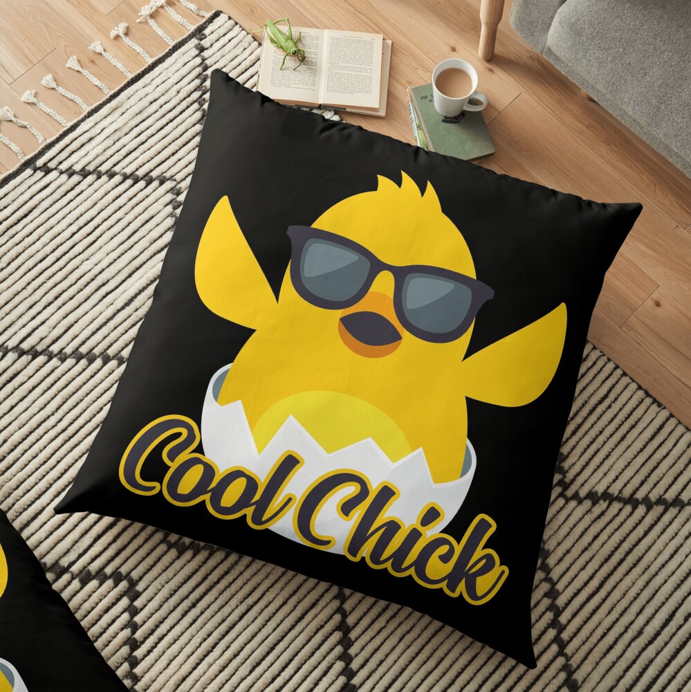 Cool Chick Emoji Meme Floor Pillow