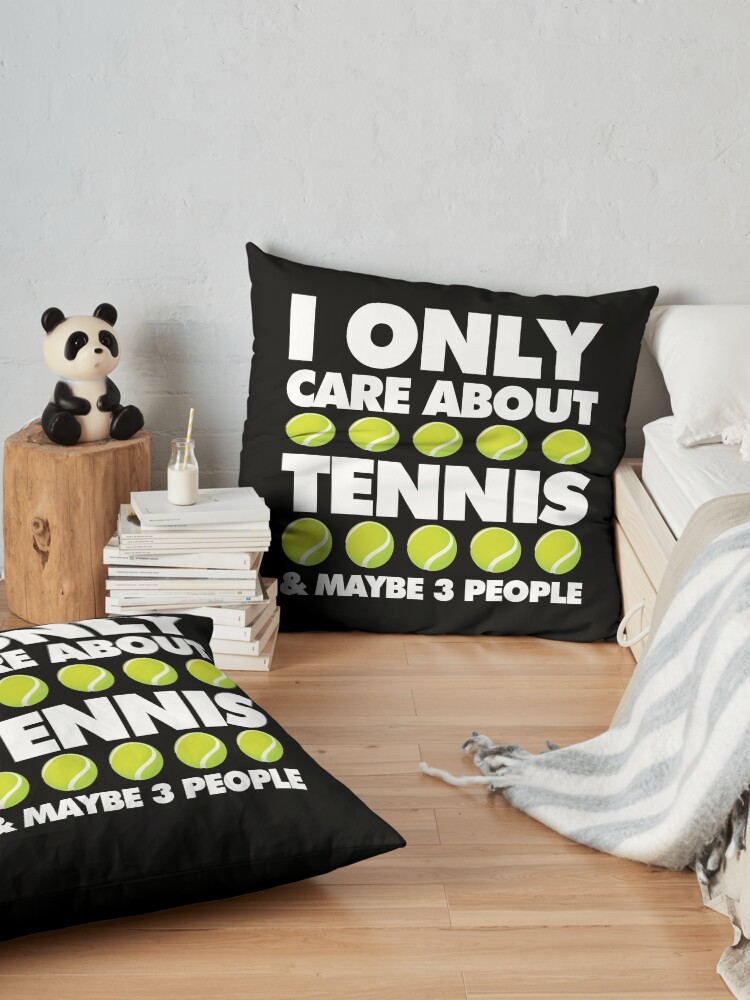 Alternate view of I Only Care About Tennis and 3 People Emoji Sports Saying Floor Pillow