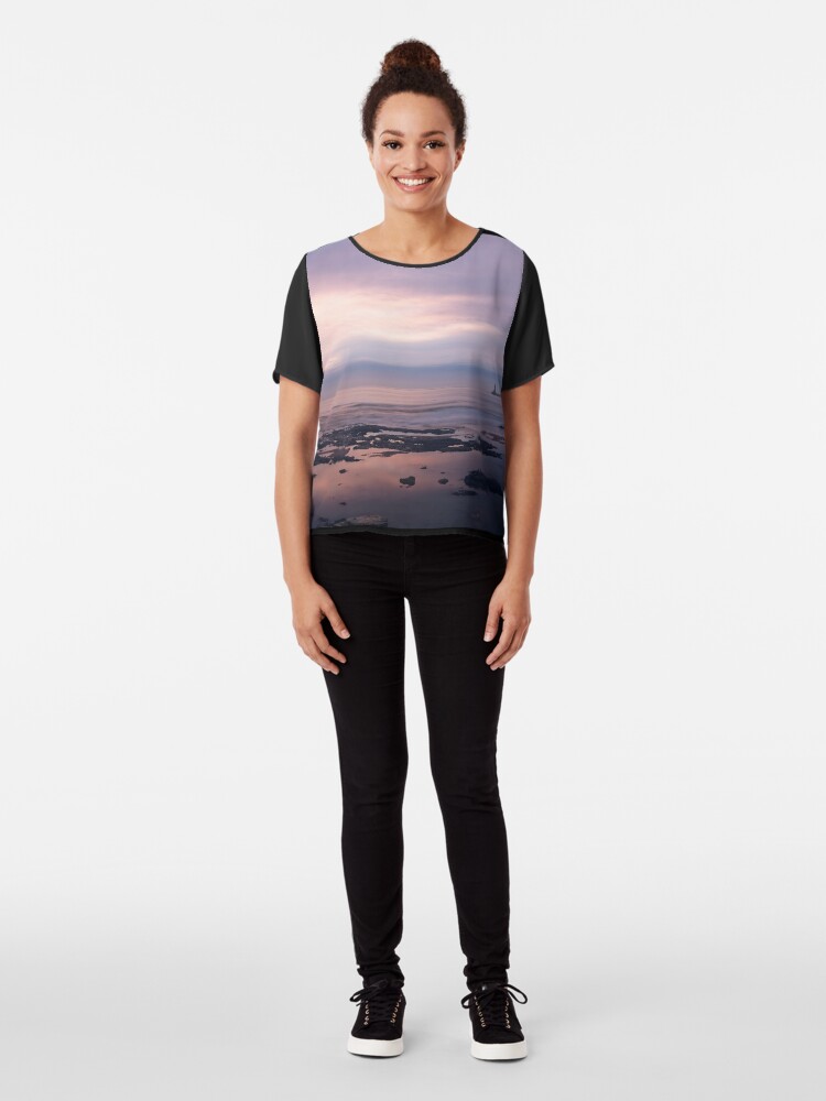 Alternate view of Seaburn Coastal Dawn Seascape, Sunderland, UK Chiffon Top