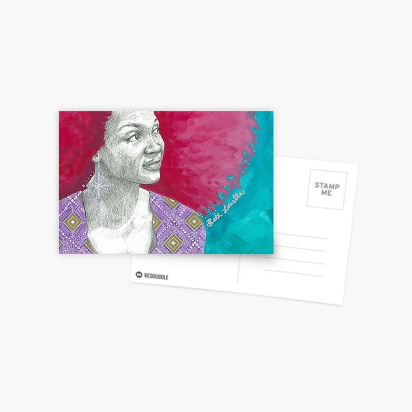 Afro Halo Pink and Turquoise (card) Postcard