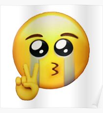 Crying peace sign emoji Poster