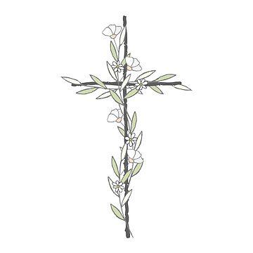 Artwork thumbnail, Cross With Little Flowers by walk-by-faith