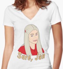 sure jan Women's Fitted V-Neck T-Shirt