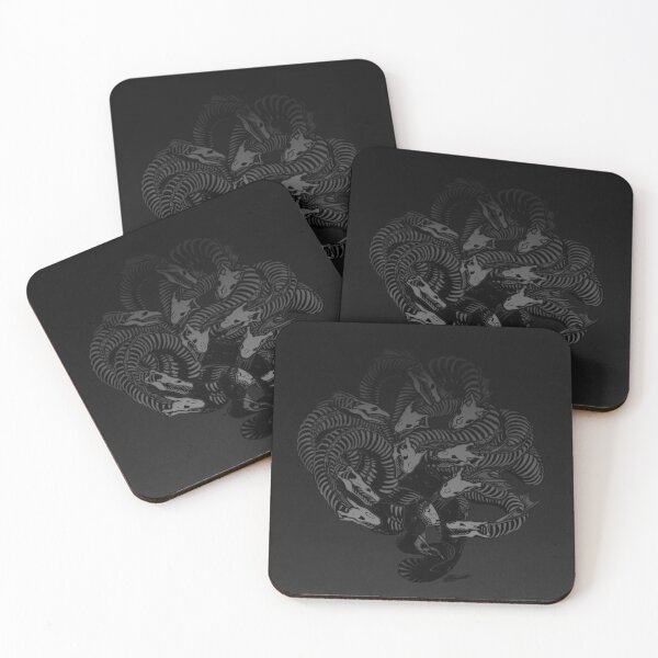 Lonely Hydra - Grayscale Coasters (Set of 4)