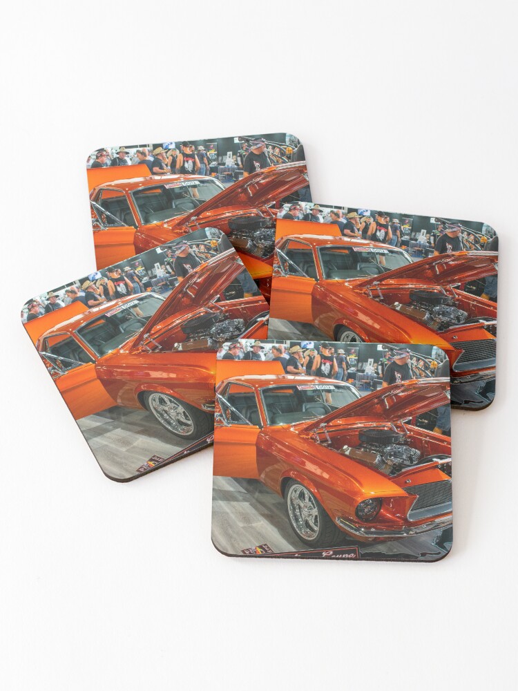 Ford Mustang Cork Backed Coaster Orange