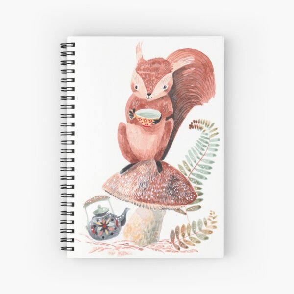 Squirrel tea time Spiral Notebook