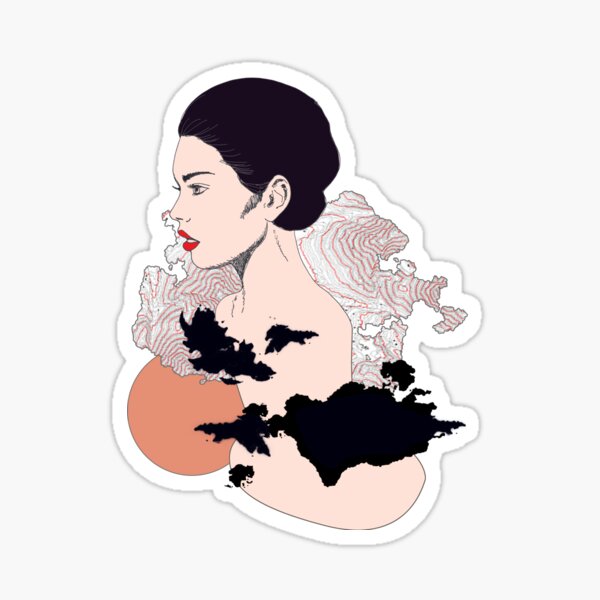 profil de femme graphique et contemporain Sticker