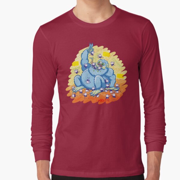Voracious social networks' blue monster having fun by gobbling likes Long Sleeve T-Shirt