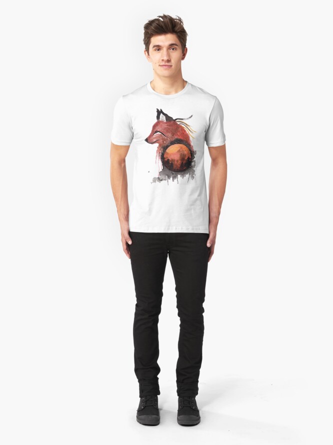 Alternate view of Tetrad the Bloodmoon Fox Slim Fit T-Shirt