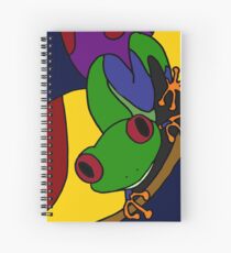 Funky grüne und blaue Baum-Frosch-abstrakte Kunst-Vorlage Spiralblock