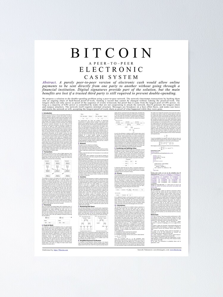 Alternate view of Bitcoin Whitepaper Poster Poster