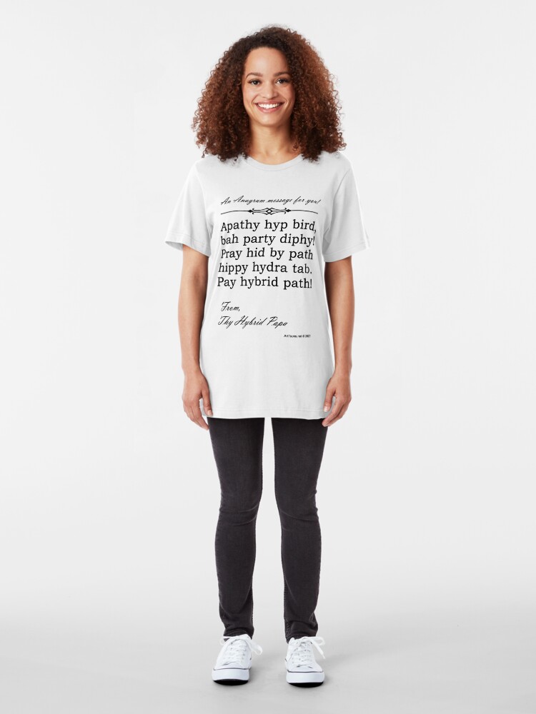 Alternate view of Happy Birthday Anagram Slim Fit T-Shirt