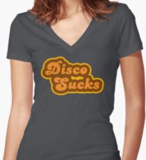 Disco Sucks - Retro 70s - Logo Women's Fitted V-Neck T-Shirt