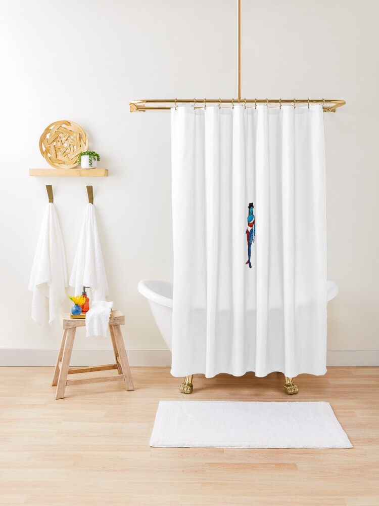 Michel Blue High Quality Scarf Shower Curtain Made with 100/% polyester.